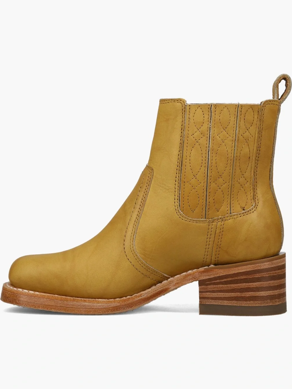 Frye Mustard Leather Chelsea Ankle Boots